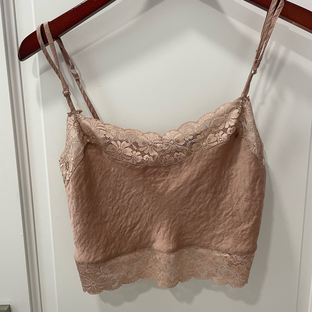 Silk/lace brass colored cropped top